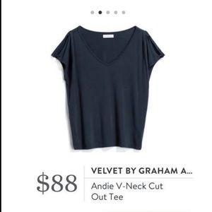 Velvet by Graham v-neck cut out tee. Size Medium